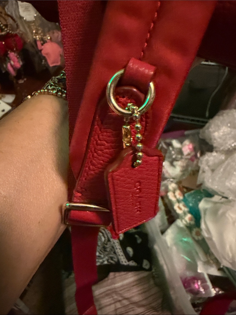 Coach Red Pebbled Leather Mini Backpack with Gold Hardware - Picture 7 of 7